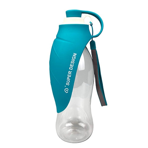 Botella de agua portátil para mascotas de 580 ml, dispensador de viaje a prueba de fugas