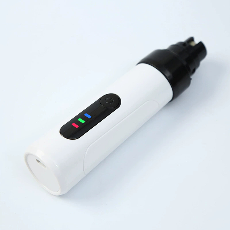 White USB nail grinder with user manual and charging cable