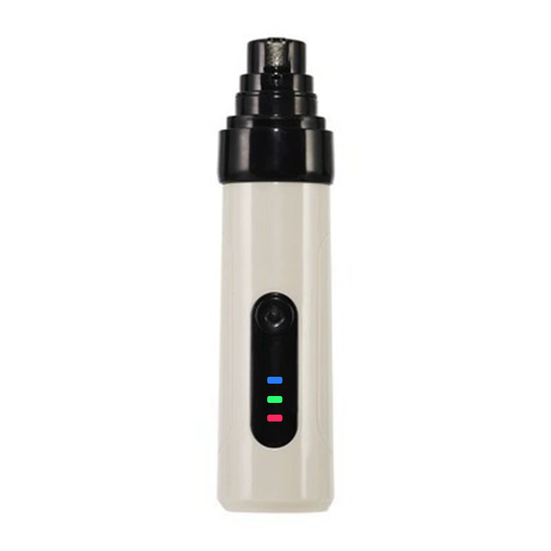 White USB nail grinder with user manual and charging cable